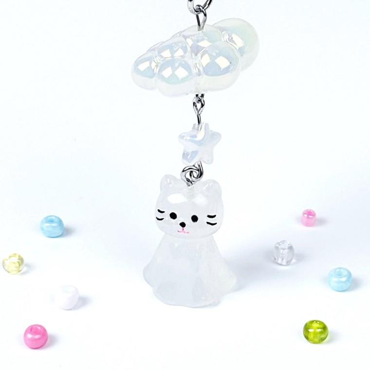 날씨 고양이 테루테루보즈 별 키홀더 고양이 키링