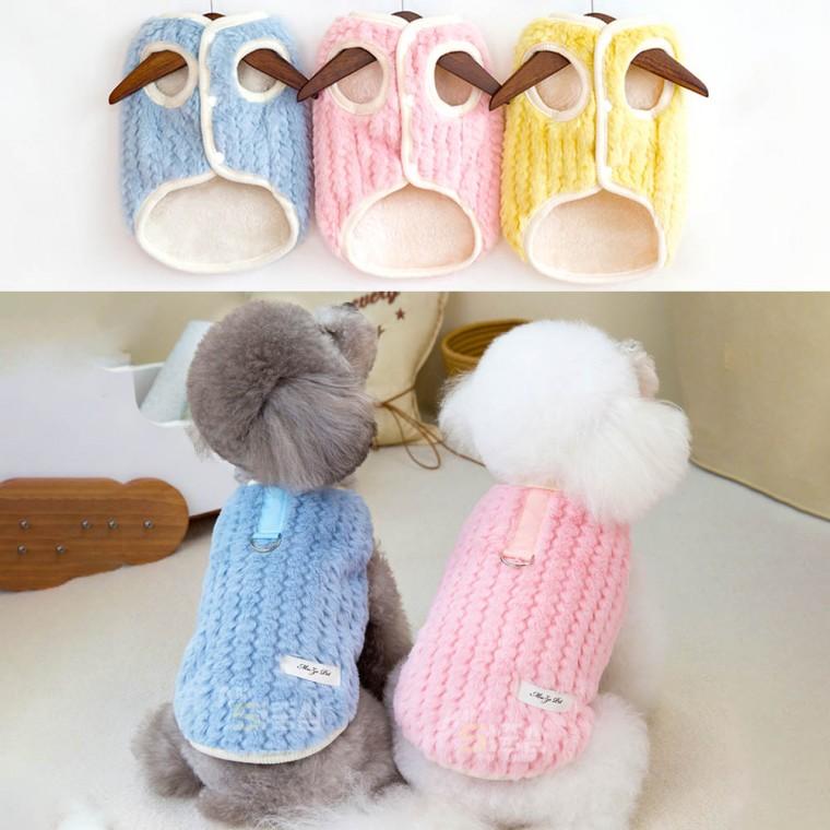 강아지 겨울옷 단추형 애견후리스조끼 따뜻한 실내복 겨울옷 애견옷 PE