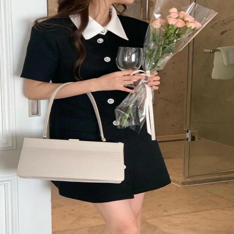 롱원피스 빅카라 2컬러 여성 미디원피스 하객룩