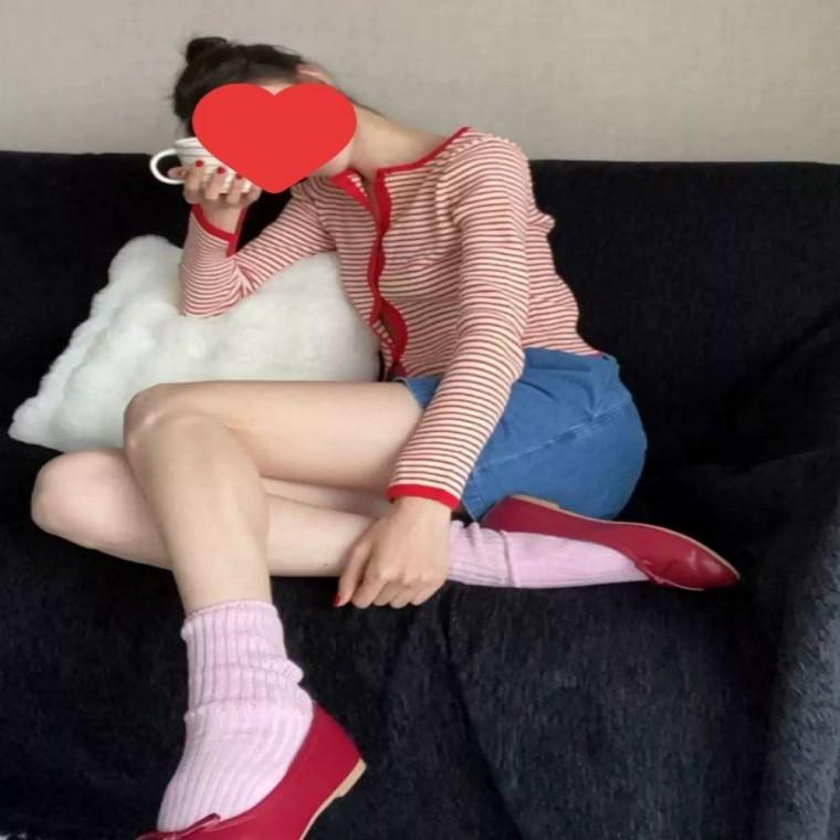 롱원피스 니트가디건 쫀쫀 스트라이프 귀여운 여성 미디원피스