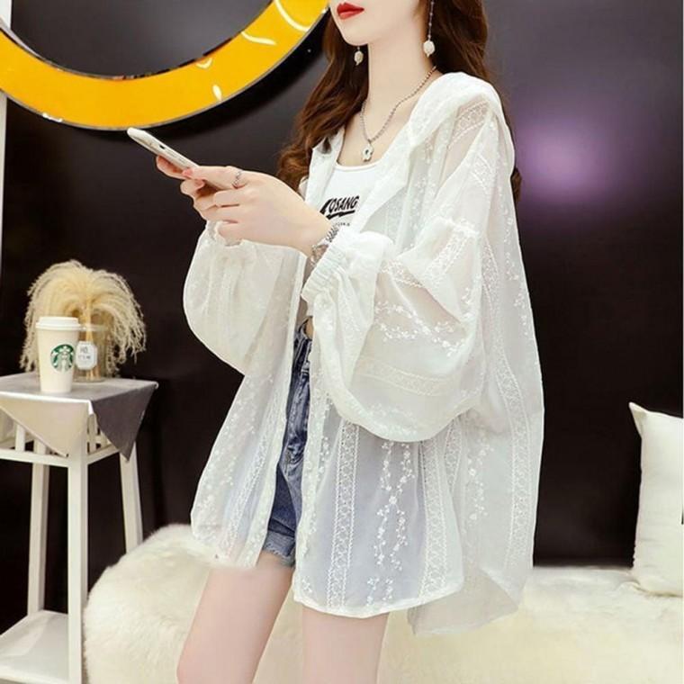 여성가디건 루즈핏 자외선차단 비치웨어 여름 코트 가디건 레이스 얇은 여성여름가디건