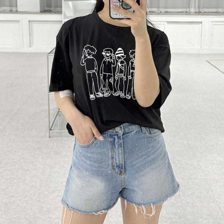 여성티셔츠 2컬러 여름 루즈핏 캐릭터 반팔티셔츠 일러스트 여자반팔티 여성 모두팜