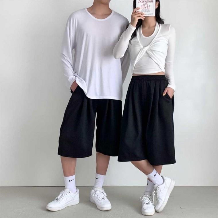 반바지 루즈핏 와이드 버뮤다팬츠 츄리닝바지 4컬러 남녀공용 숏팬츠 모두팜
