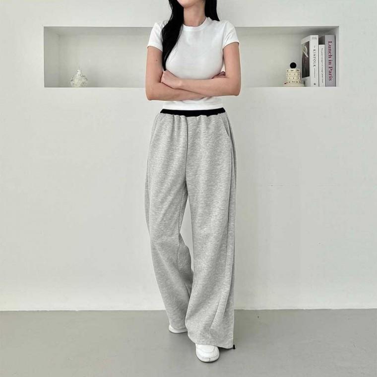와이드팬츠 와이드 여성 데일리 와이드핏 2컬러 트레이닝팬츠 모두팜
