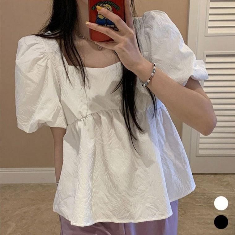 블라우스 패턴 반팔 입체 여자 스퀘어 여성블라우스