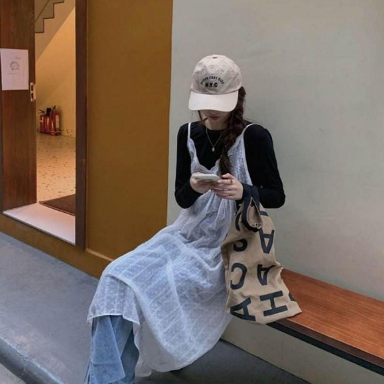 러블리뷔스티에 롱나시 셔츠 시스루 레이어드룩 가디건 뷔스티에
