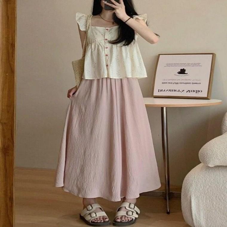 와이드팬츠 플 치마바지 여성 데일리 와이드 팬츠 밴딩