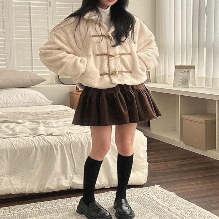 여자뽀글이자켓 양털자켓 뽀글이 단추 떡볶이 후리스점퍼 여자