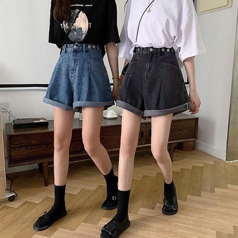 반바지 사이즈조절 와이드핏 데님 데일리 청반바지 여자