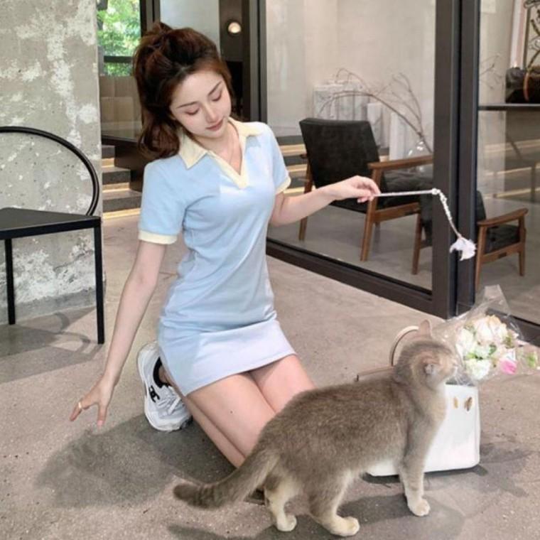 롱원피스 데이트룩 캐주얼 여성원피스 오픈카라 2컬러 여자 여름 슬림