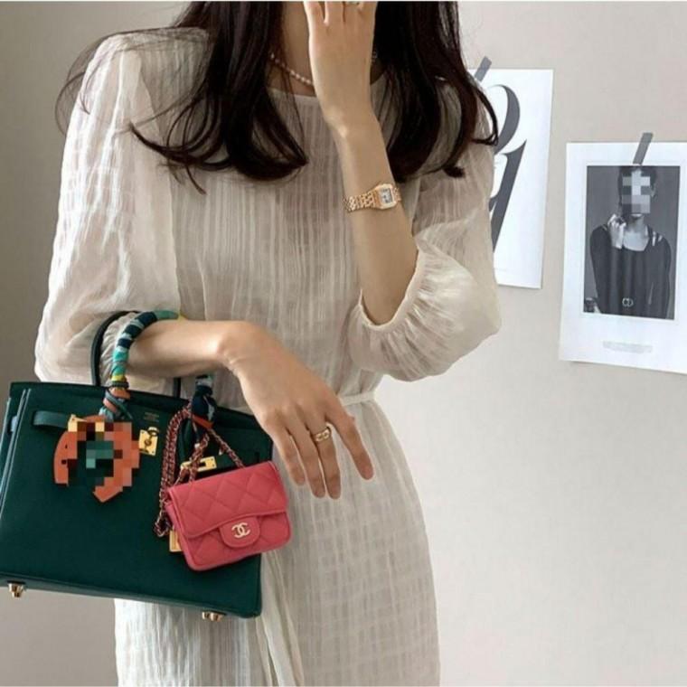 페미닌룩 코지 리본 롱드레스 텍스처 데일리룩