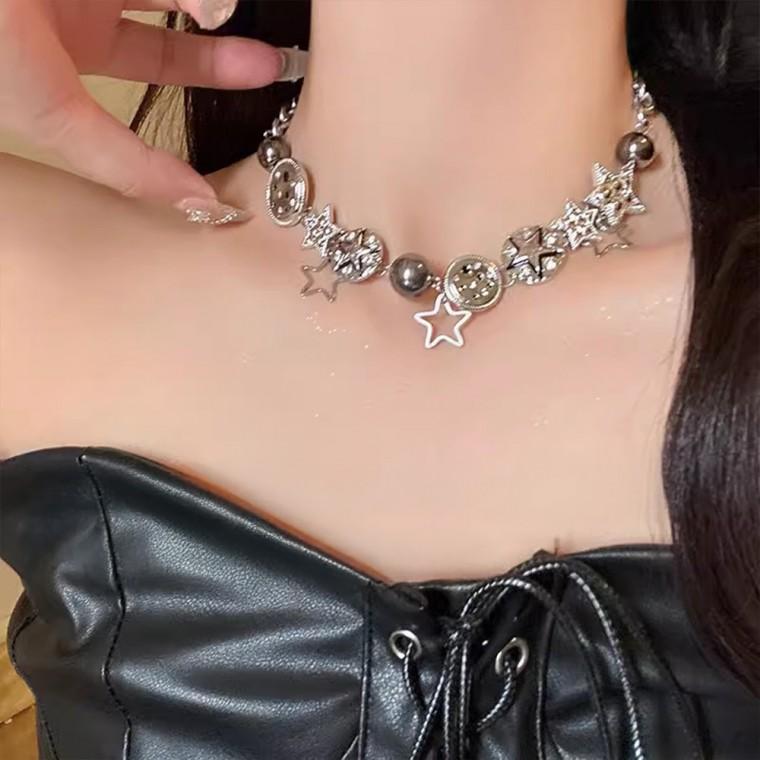 레트로 펑크 스타 초커 목걸이