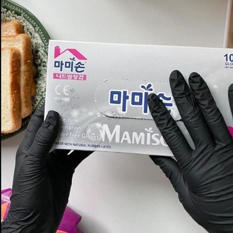 합성고무 양손용 니트릴 일회용 장갑 음식 연구소 - 블랙