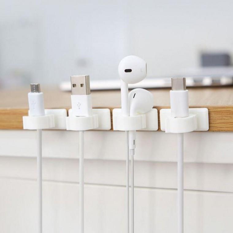 컴퓨터 랜선 USB 케이블 정리 벽부착 FIX 클립 홀더 4EA 전선 후크 몰딩