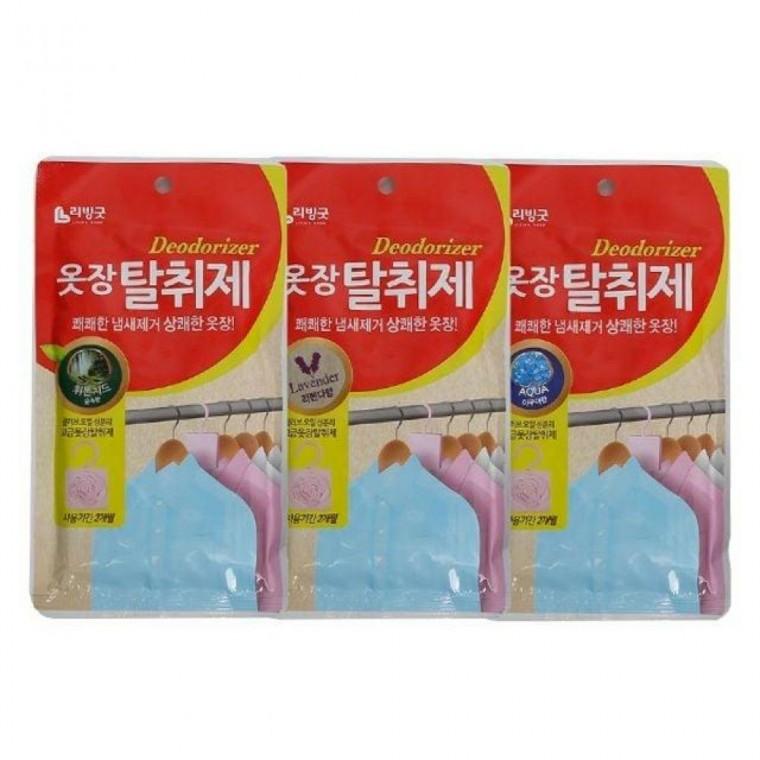 의류 땀냄새 악취 제거 걸이형 실내 방향제 옷장 탈취제 라벤더향 피톤치드향 아쿠아향