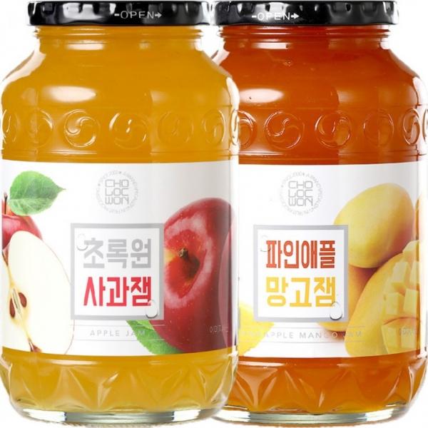 초록원 사과잼 1kg + 파인망고잼 1kg