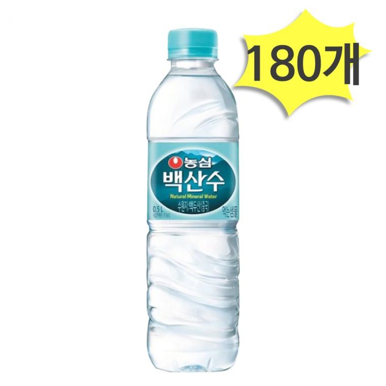 농심 백산수 유라벨 500ml x 180개 사무실 가정용 생수 물
