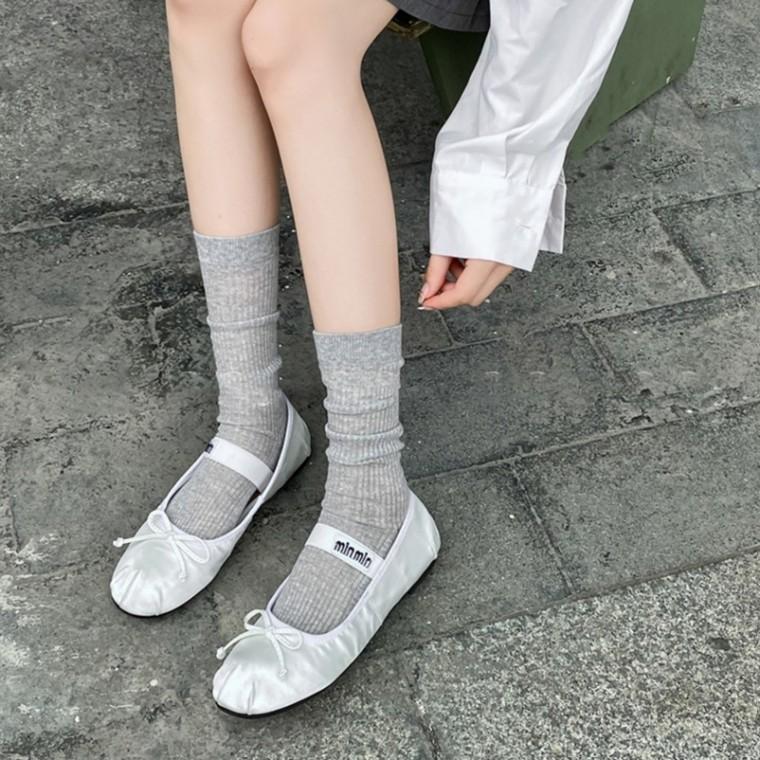 주넬라 얇은 면 시스루양말 무압박 골지 무봉제 롱 루즈삭스 긴목 레이스 스타킹 양말 여름양말