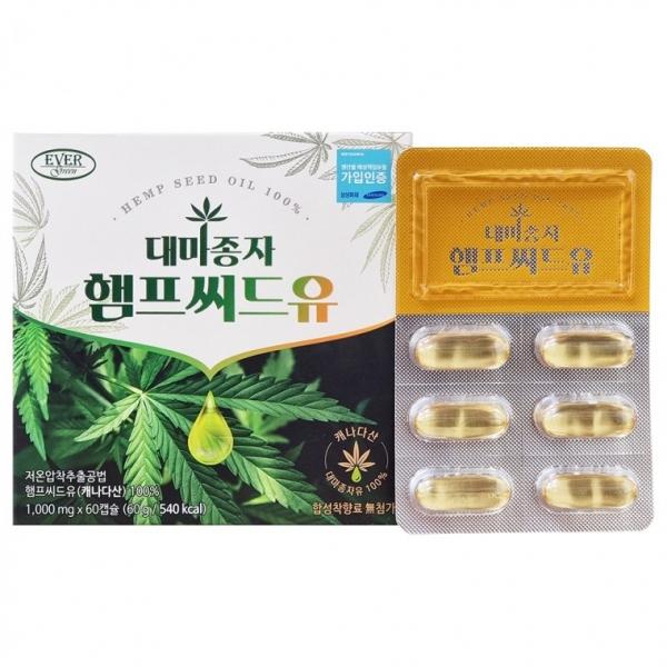 에버그린 대마종자 햄프씨드유 1000mg x 60캡슐