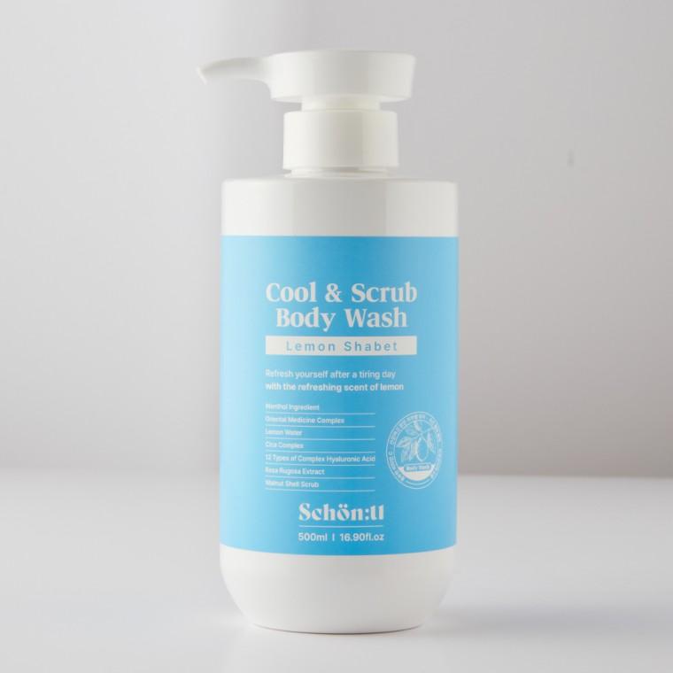 (슌유) 쿨&스크럽 바디워시(500g)/시원한 청량감/시원한 샤워젤 크림/촉촉한 피부/저자극성/자연유래 성분