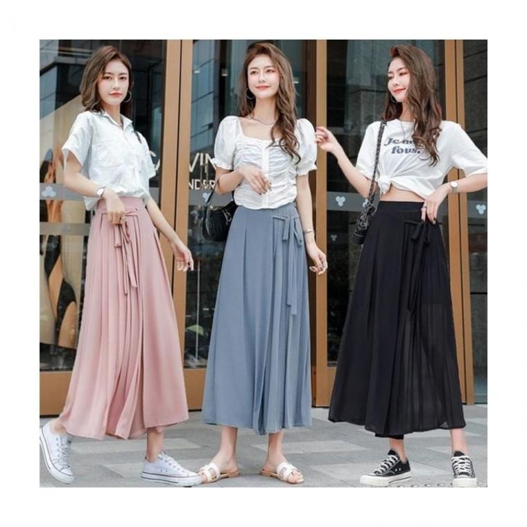 루미나D 스커트 9부 시원한 여름 시폰 롱팬츠 데일리 외출복 코디