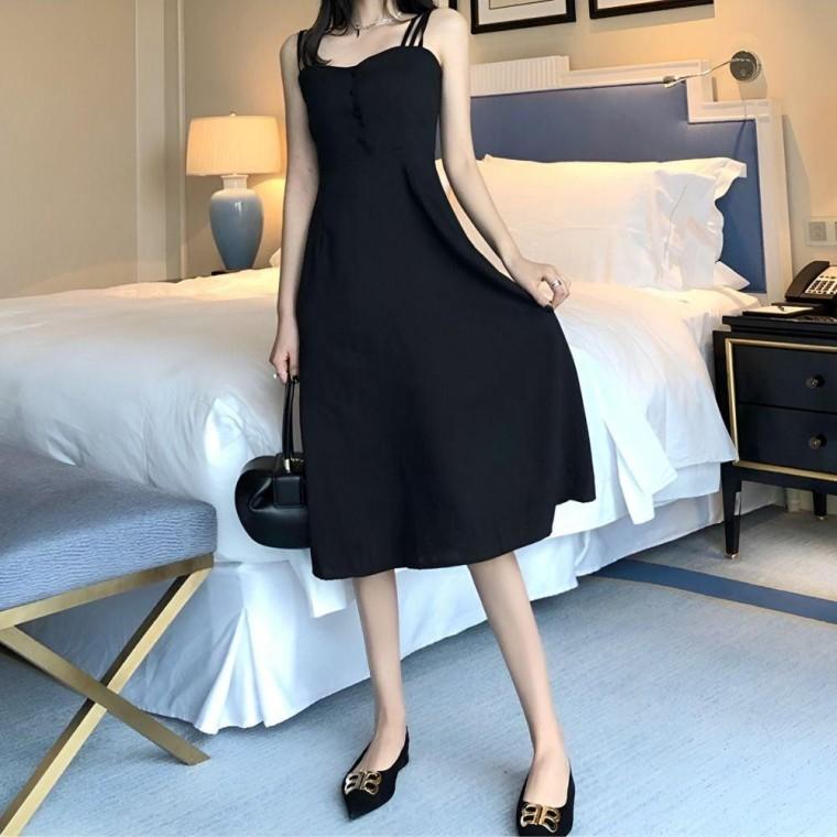 무드 롱원피스 오프숄더 A라인 레이온 원피스 블랙 끈나시 여름 섹시 여리여리 시원한 드레스 원픽 셀파