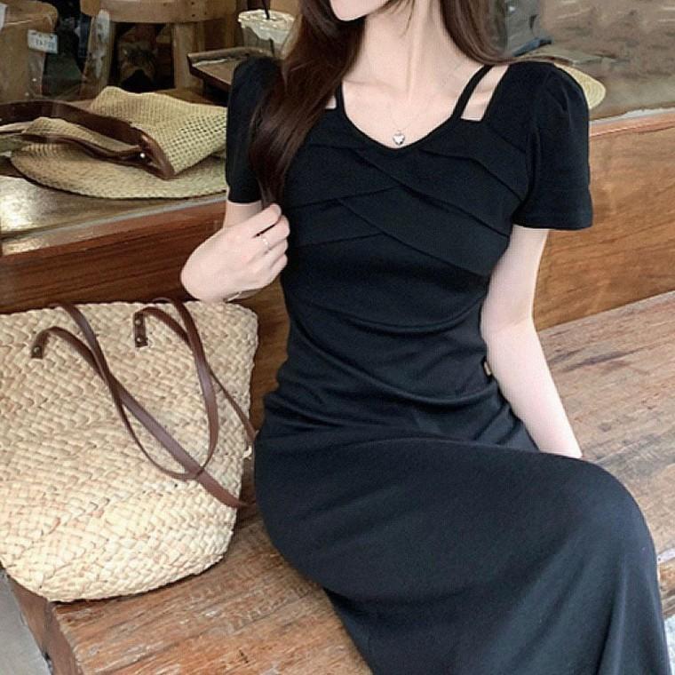 페미닌핏 우아한 데일리룩 셔링 원피스 롱원피스 하객룩 롱드레스 소재 여름 시원한 여성 인기 원픽 셀파