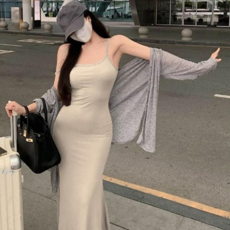 다양한색상 가볍고 시원한소재 여성 롱 끈나시 원피스