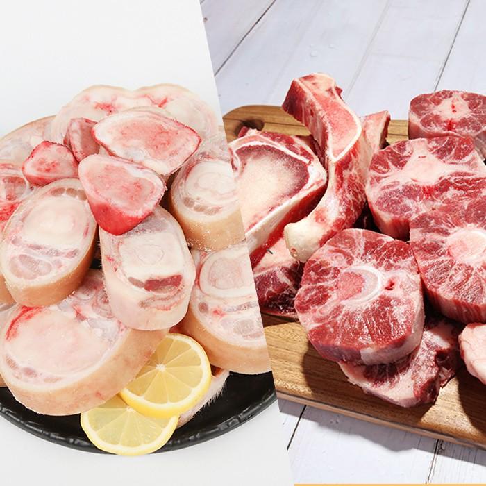 바른정성 한우 우족3kg 꼬리반골3kg 총6kg 곰탕용 복날 몸보신세트