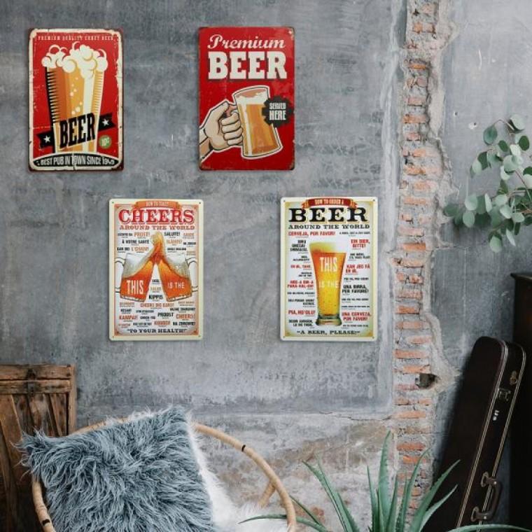 시원한 맥주 빈티지 철제 액자 인테리어 소품