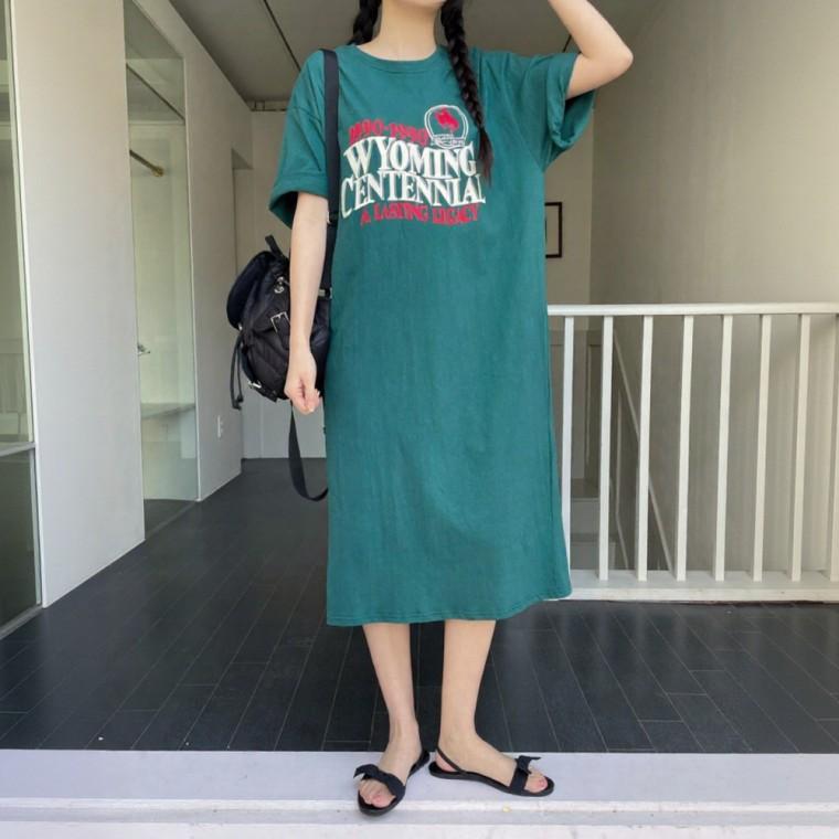 HL] 롱원피스 빅사이즈 체형커버 카우 반팔