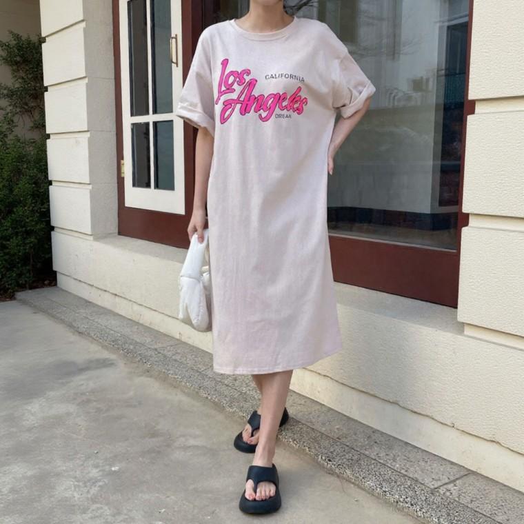 HL] 롱원피스 박시핏 빅사이즈 로스 반팔