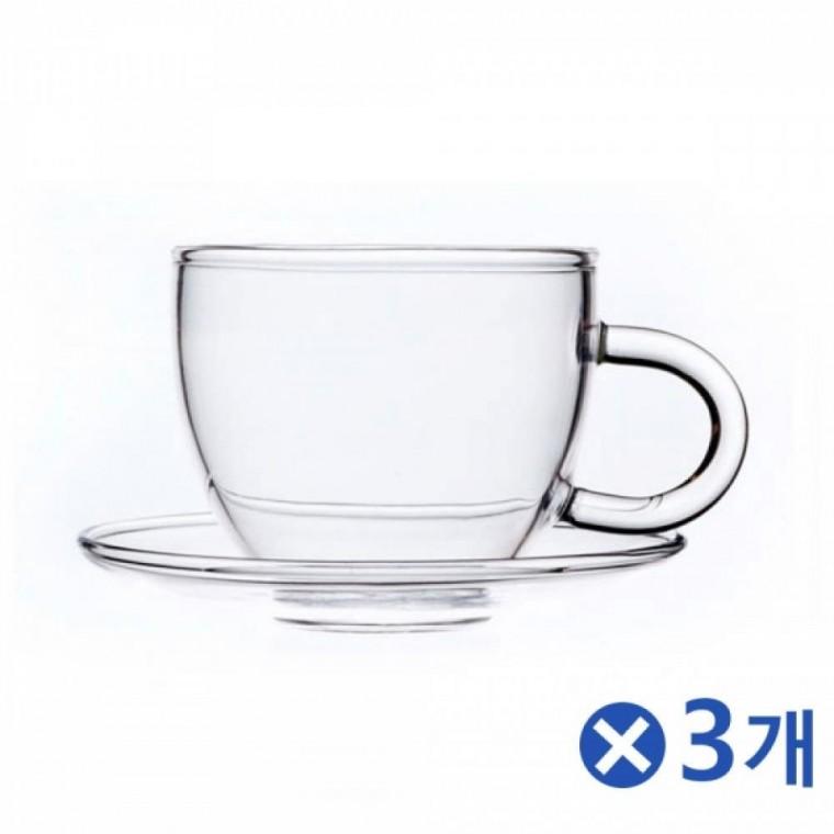 손잡이 유리잔 3세트 찻잔 미니찻잔 차마시기 다기