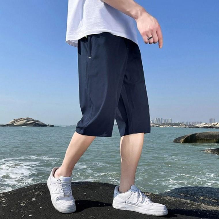 남자여름바지 쿨링 시원한바지 여름바지 5부 아이스 허리밴딩 반바지 남자