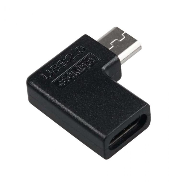 USB 2.0 C타입 5핀 변환젠더 90도 꺾임형 우향 FM 10W 480Mbps