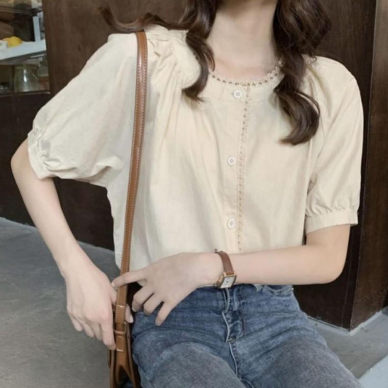 쿨링원단블라우스 레이스 여름 무드 시원한 여성 여름블라우스 청순한 레이스블라우스 여리핏 블라우스 상