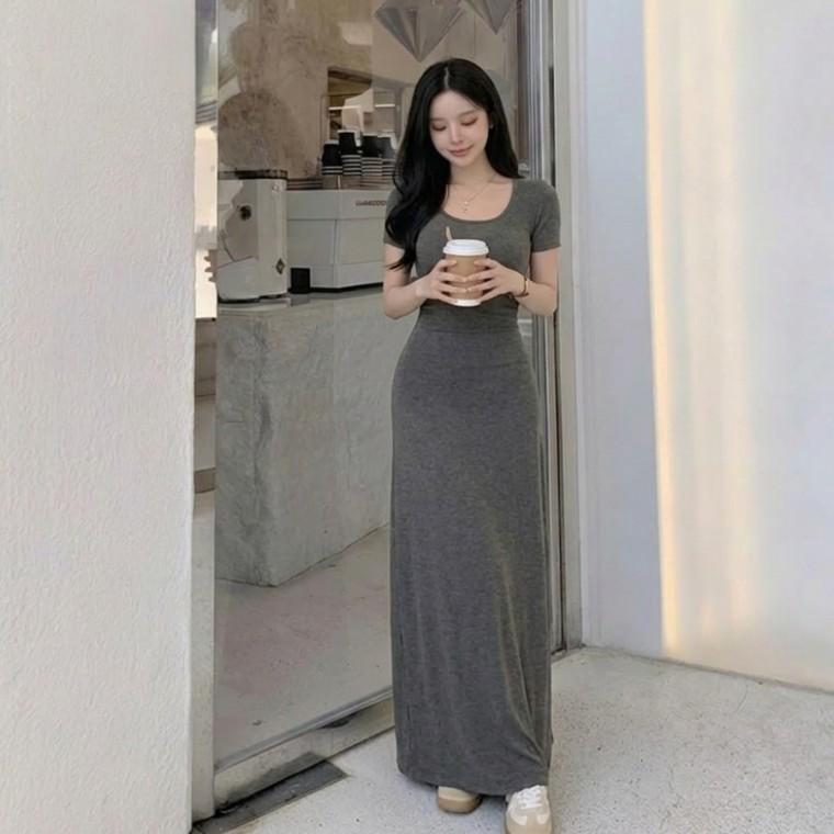 쁘띠엘라 여름원피스 여성 30대 40대 롱스커트 키작녀 A라인 스커트 여름옷 시원한 편한 하객룩 뷔스티에