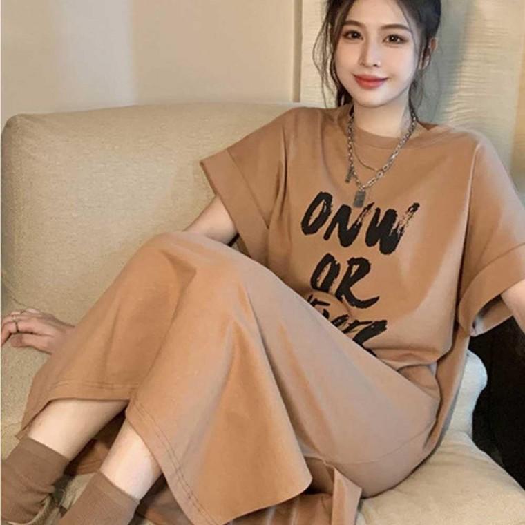 원피스 캐주얼 면원피스 해외여행 휴가 원피스 반팔 바캉스 패션 여름 꾸안꾸룩 레터링 시원한 원픽 셀파