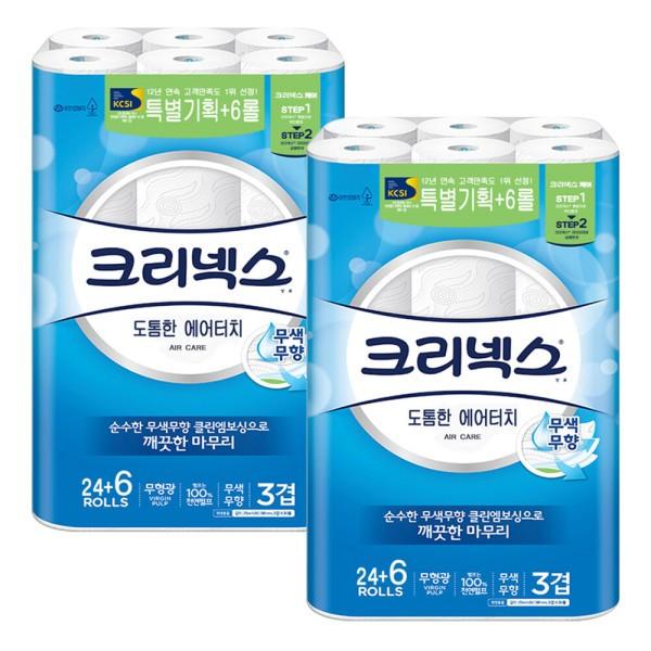 크리넥스 두루마리휴지 도톰한 에어터치 30롤 2팩
