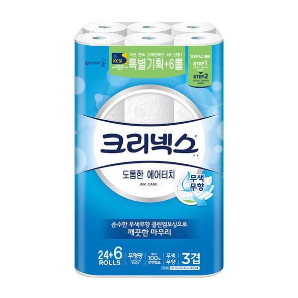 크리넥스 두루마리휴지 에어터치 화장지 3겹 30롤