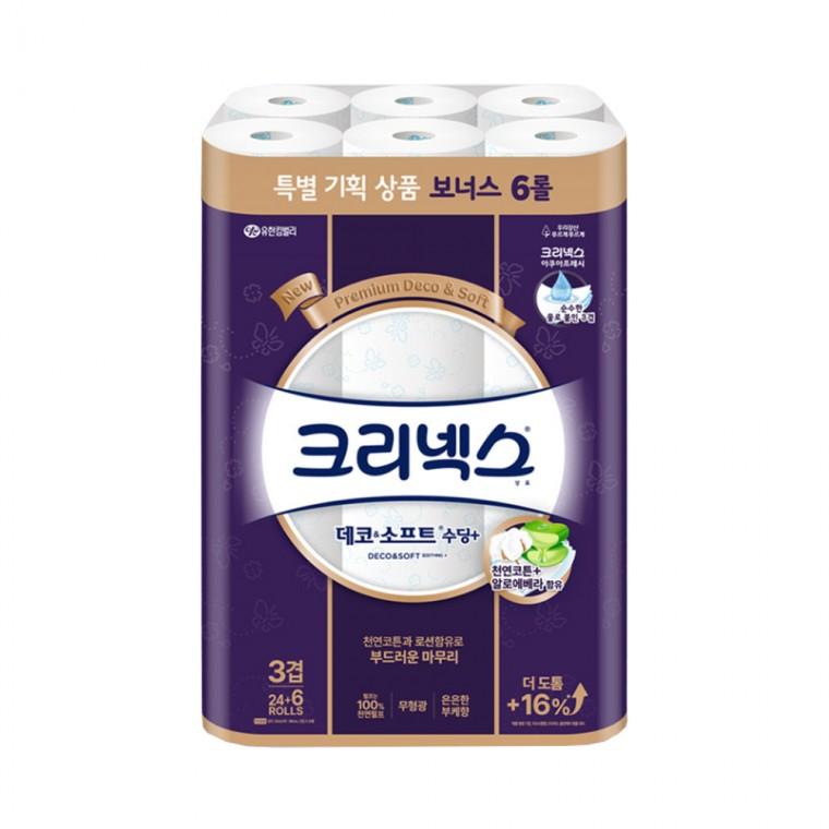 크리넥스 데코앤소프트 수딩플러스 3겹화장지 30롤