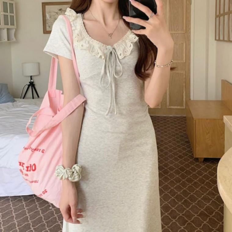휴양지원피스 레이스 클릭유도 휴양지무드 자수 페미닌 롱원피스 프릴 여름 펀칭원피스 시원한