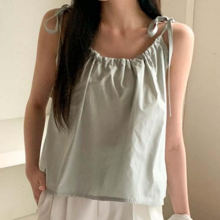 프릴 나시 시원한 여성 여름 데일리룩 바캉스룩 셔링 원픽