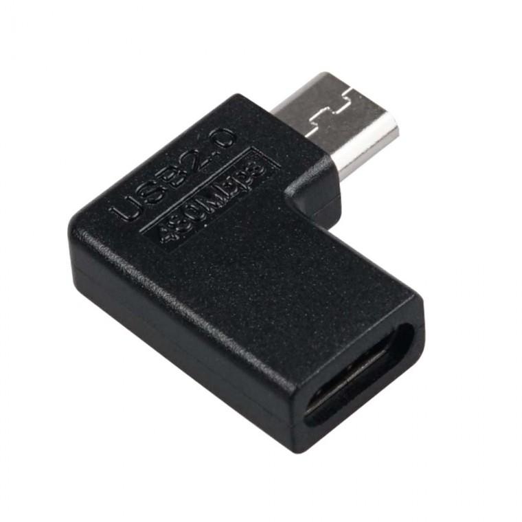 USB 2.0 C타입 5핀 변환젠더 꺾임형 90도 우향 10W 480Mbps