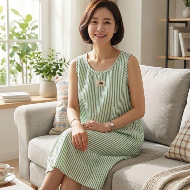 여름 시원한 홈웨어 나시 원피스 슬리브리스 민소매 잠옷