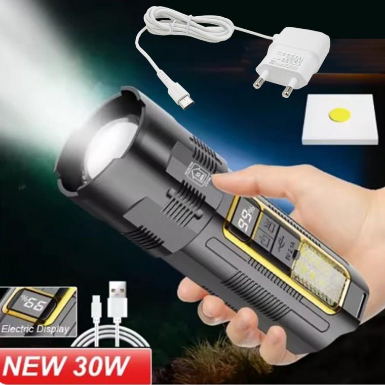 SMD LED 대형 충전식 서치 줌 라이트 손전등 랜턴 후레쉬 DJDX55아답터포함