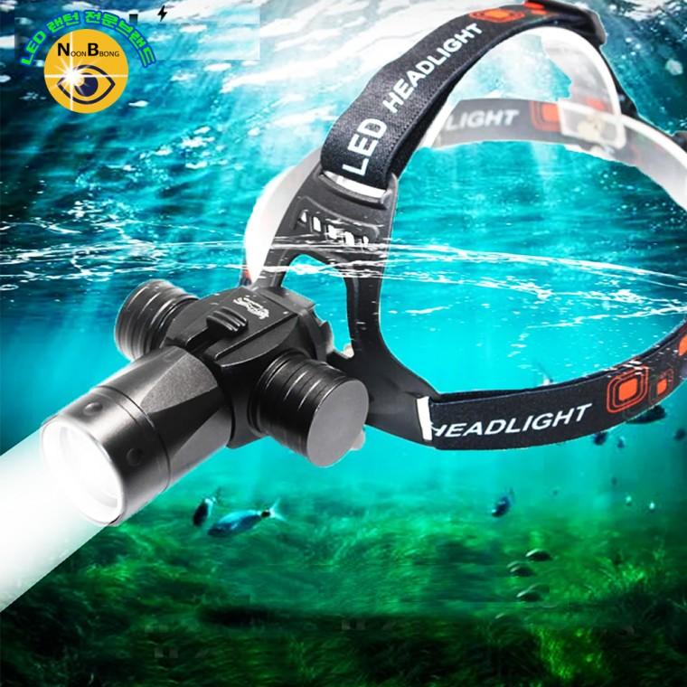 XMLT6 LED 충전식 수중 전등 방수 다이빙 랜턴 헤드랜턴 DJD8755