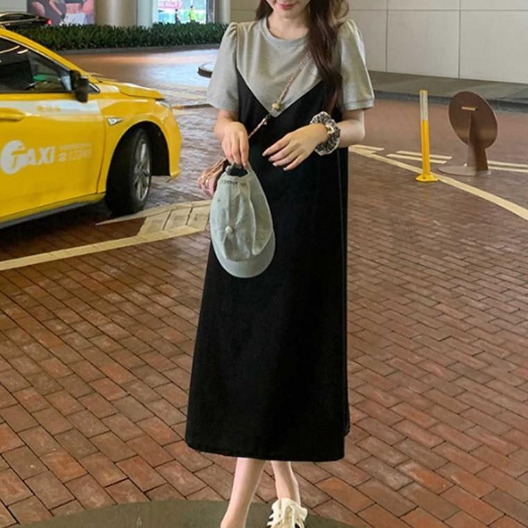 시원한 라운드넥 데일리 롱원피스 꾸안꾸 뷔스티에원피스 뷔스티에 여름