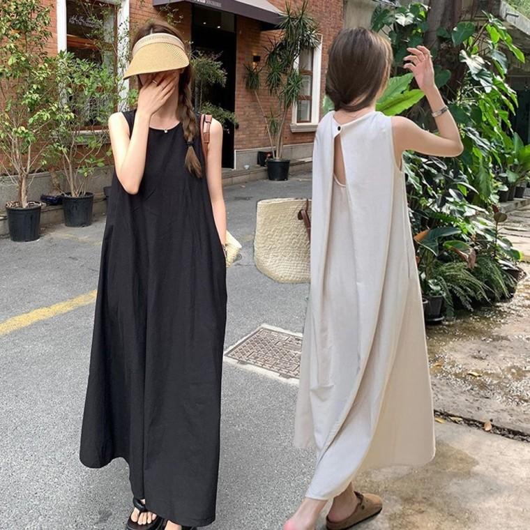 여자원피스 시원한 뒷트임 민소매 A라인 여름원피스