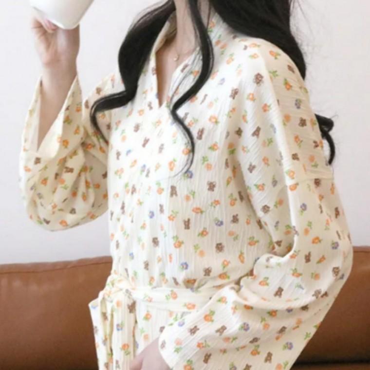 샤워가운 빅사이즈 타올 시원한 여성 목욕가운 로브 곰돌이 여성샤워가운 썸머 원픽 가운